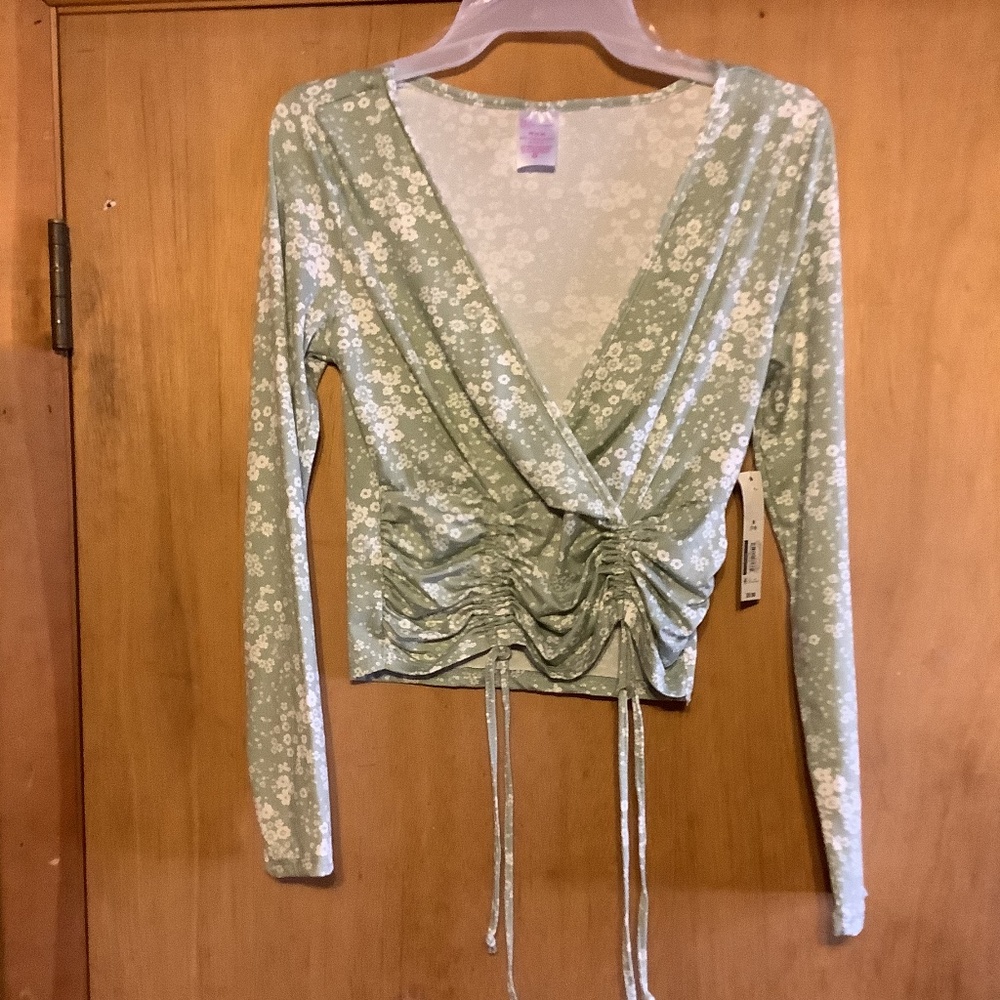 No Boundaries Rusched Front Top
